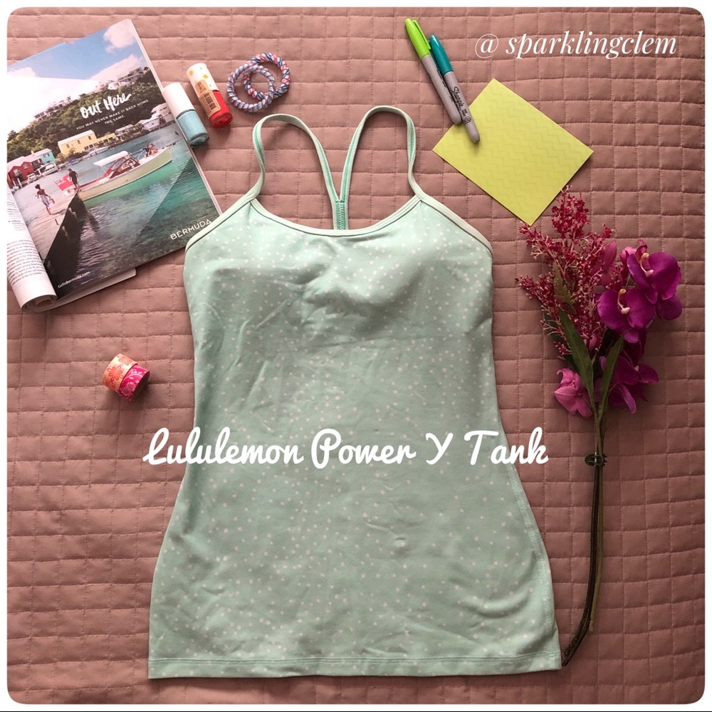Lululemon Power Y Tank w. Built In Bra Polka Dot